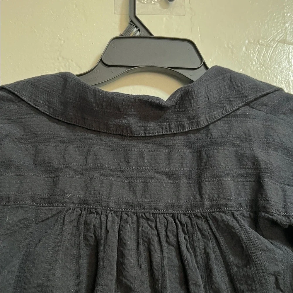 Free People Happy Days Puff Sleeve Cropped Blouse In Black Womans Size Medium